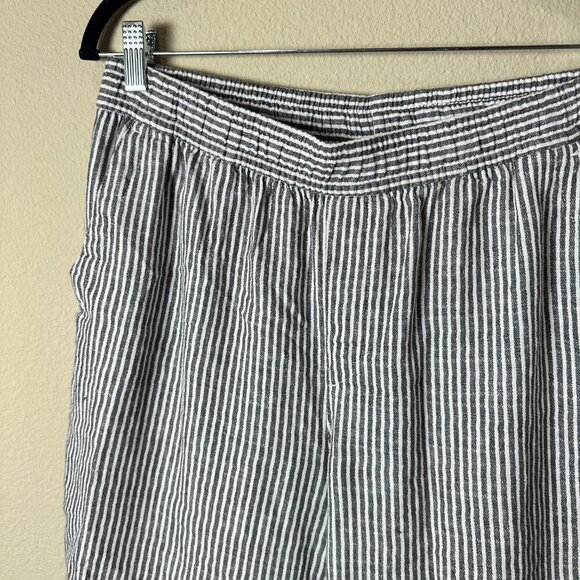 OLD NAVY Linen Drawstring Wide Leg Pants Trousers Striped Size Medium Petite - Picture 3 of 10